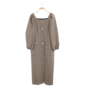 21AW チェックワンピース 36 ブラウン