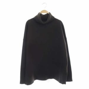 タートルネック ニット セーター 長袖 カシミヤ混 ダークブラウン