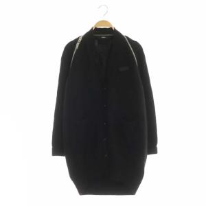 カーディガン ニット ロング ジップアップ ウール XS ブラック
