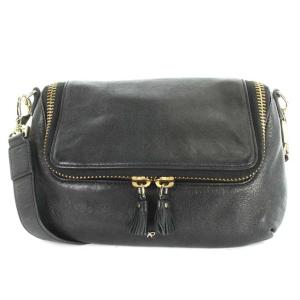 ANYA HINDMARCH レザーショルダーバッグ ブラック