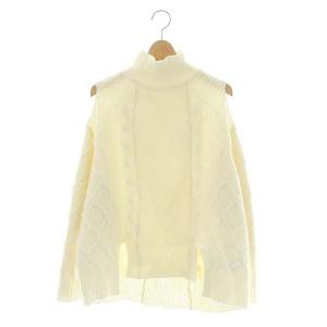 20AW ケーブル オーバーニット セーター プルオーバー オープンショルダー ハイネック 長袖