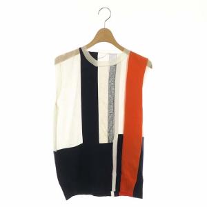 フィービーファイロ 切替配色ノースリーブニット S マルチカラー