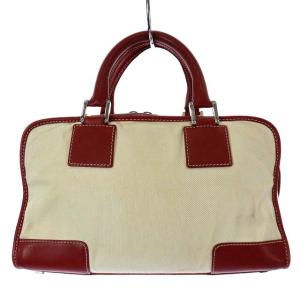 LOEWE アマソナ28 キャンバスレザーハンドバッグ アイボリー