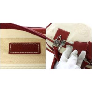 LOEWE アマソナ28 キャンバスレザーハンドバッグ アイボリー