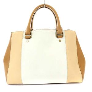 MICHAEL Michael Kors SUTTON CENTER STRIPE MD ハンドバッグ レザー ゴールド金具 ベージュ
