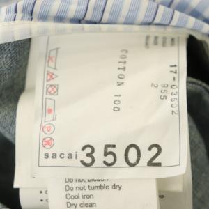 sacai デニムストライプドッキングプリーツシャツ カットオフ 2 ブルー