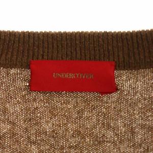 UNDERCOVER レースニットワンピース ミニ Vネック 長袖 2 茶 グレー ブラウン
