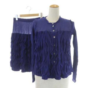 セットアップ フリルカーディガン フレアスカート ネイビー