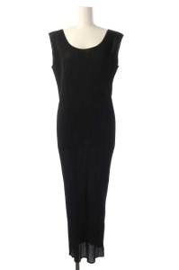 ISSEY MIYAKE ノースリーブ プリーツワンピース ロング 2 ブラック