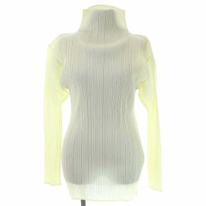 イッセイミヤケ タートルネックプリーツカットソー プルオーバー 長袖 3 アイボリー
