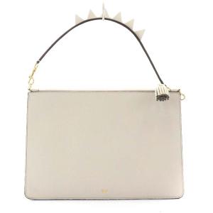 ANYA HINDMARCH Eyes Zip Top Pouch クラッチバッグ ハンドバッグ ポーチ タッセル グレー 