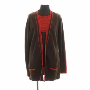 CHANEL BOUTIQUE 3ピース セットアップ ニット カーディガン 台形スカート ボーダー 茶