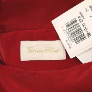 Grace Class オーガンラッフルドレス ロング 半袖 36 レッド