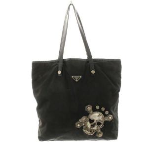 スカルモチーフ ナイロントートバッグ スタッズ ブラック