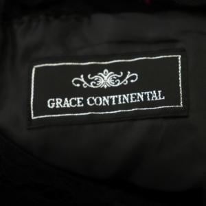 GRACE CONTINENTAL 20SS ラメジャガードワンピース レース 切替 38 ブラウン