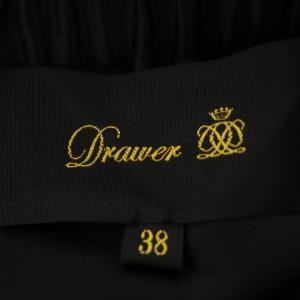 Drawer スカート ひざ丈 フリル 台形 切替 38 ブラック