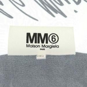 MM6 Maison Margiela 20AW ロゴプリント スカーフデザインブラウス アシンメトリー 長袖 オフホワイト