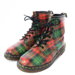 Dr.Martens チェック柄8ホールブーツ 5 レッド