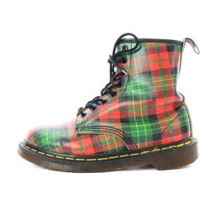 Dr.Martens チェック柄8ホールブーツ 5 レッド