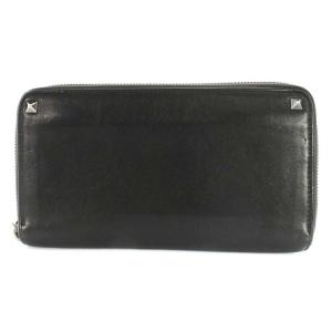 VALENTINO GARAVANI 長財布 ラウンドファスナー レザー ロックスタッズ 黒 ブラック