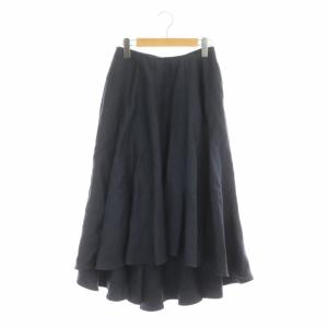 20SS PANEL FLARE SKIRT LINEN TWILL S ネイビー
