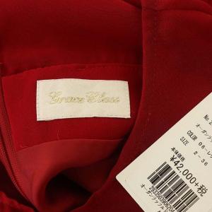 Grace Class オーガンラッフルドレス ワンピース ミモレ丈 切替 シアー 半袖 36 レッド
