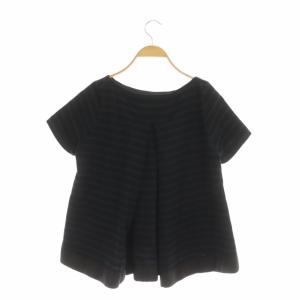 sacai 17年製 ショートスリーブ ボーダーカットソー 半袖 バックテール フレア 3 ネイビー ブラック