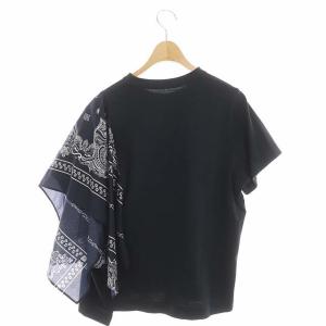 sacai 19SS バンダナスカーフTシャツ カットソー 半袖 2 ネイビー