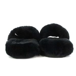 sacai 21SS ロゴ刺繍エコファーサンダル 38 ブラック