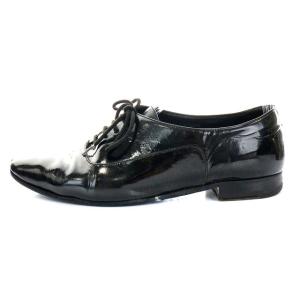 SAINT LAURENT PARIS レースアップシューズ エナメル アーモンドトゥ 37 ブラック
