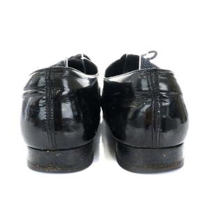 SAINT LAURENT PARIS レースアップシューズ エナメル アーモンドトゥ 37 ブラック