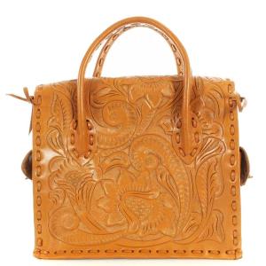 CARVING TRIBES マエストラ S Maestra S カービングバッグ ハンドバッグ レザー リボン ブラウン