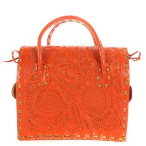 CARVING TRIBES MAESTRA S カービングバッグ レザー ステッチ リボン 総柄 レッド