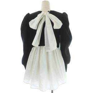 CELFORD 21AW バックリボンレイヤードニットプルオーバーシャツ 38 ブラック