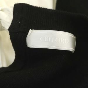 CELFORD 21AW バックリボンレイヤードニットプルオーバーシャツ 38 ブラック