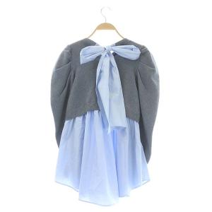 CELFORD 21AW バックリボンレイヤードプルオーバーニット 38 グレー