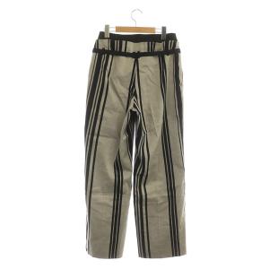 ADORE 22SS ワイドストライプローウエストベルテッドパンツ 36 グレージュ