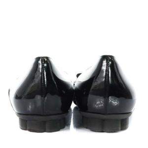 Salvatore Ferragamo フラットシューズ パンプス エナメル ヴァラ 8.5D 26cm ブラック