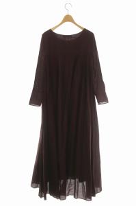 MARIHA バックギャザーロングワンピース 長袖 ブラウン