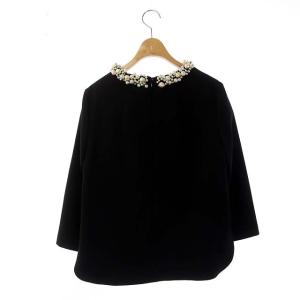 GRACE CONTINENTAL アムンゼンパールトップブラウス カットソー 長袖 38 ブラック