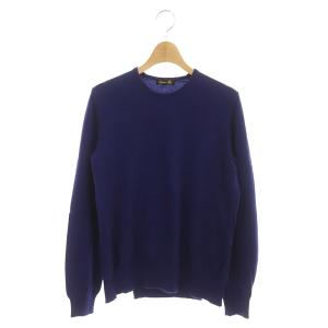 カシミヤウールクルーネックニット セーター 長袖 2 ブルー