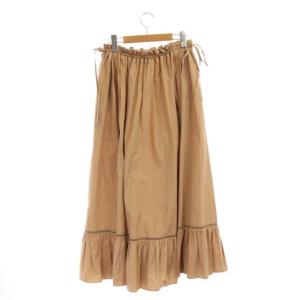 Drawer ウェストギャザーリボンフレアスカート ロング ドロスト 36 ミルクティーベージュ