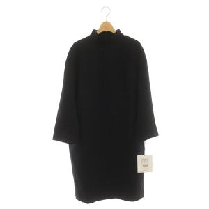ハイネックウールワンピース 膝丈 長袖 36 ブラック