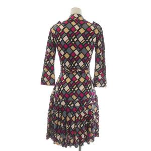 DIANE von FURSTENBERG シルク総柄巻きワンピース ラップワンピース 2 マルチカラー