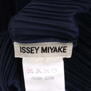 ISSEY MIYAKE プリーツハイネックブラウス M ネイビー