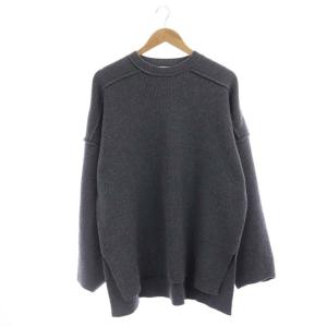 22SS ウールニットプルオーバー セーター 長袖 チュニック丈 38 グレー