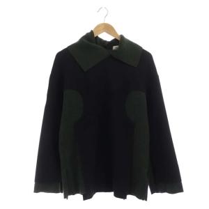 22SS ダブルクロス ニットレイヤードPULLOVER カットソー 38 ブラック グリーン