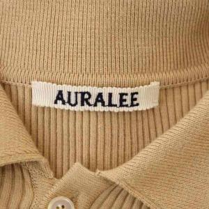 AURALEE 21AW GIZA HIGH GAUGE RIB KNIT POLO ポロニット 1 ライトブラウン