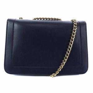 Salvatore Ferragamo ヴァラリボン フラップ ショルダーバッグ チェーン レザー ネイビー AU-21/G878