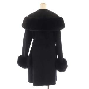 GRACE CONTINENTAL 21AW リバーガウンフードコート フェイクファー リボンベルト付き 36 ブラック